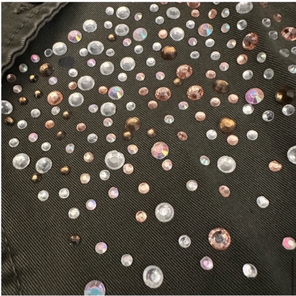 Rhinestone leather sleeve moto jacket - Picture 12 of 12